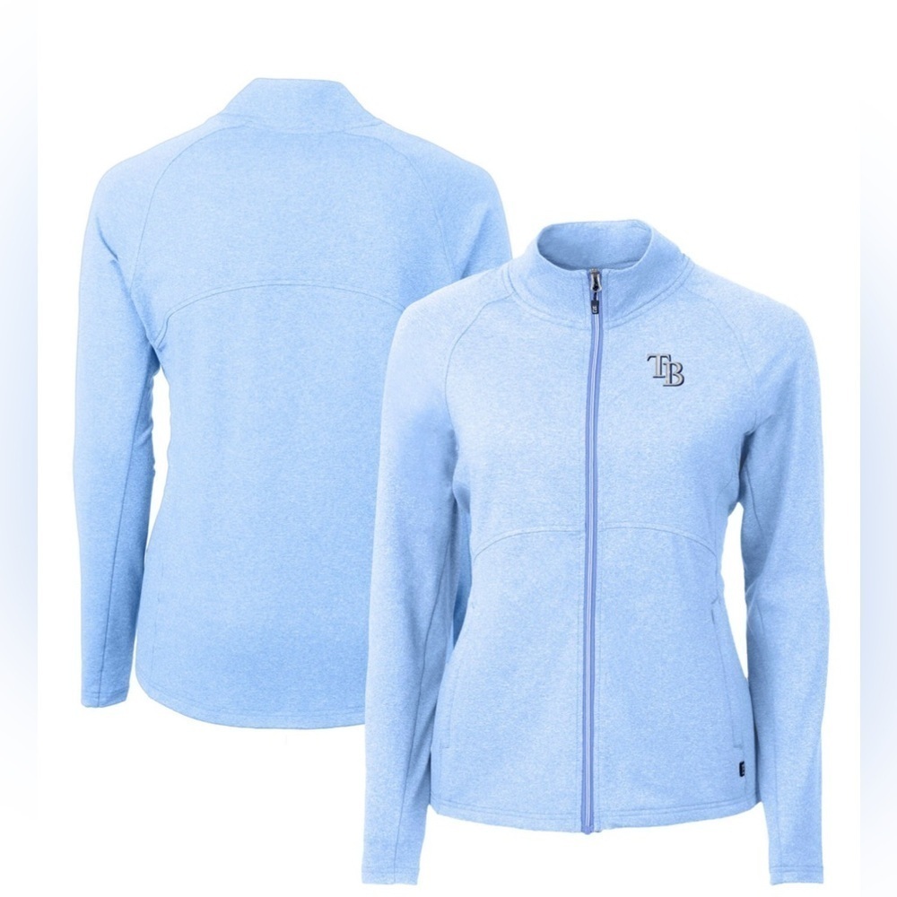 CUTTER & BUCK Tampa Bay Rays Women's Raglan Full-Zip Jacket - Light Blue XXXL